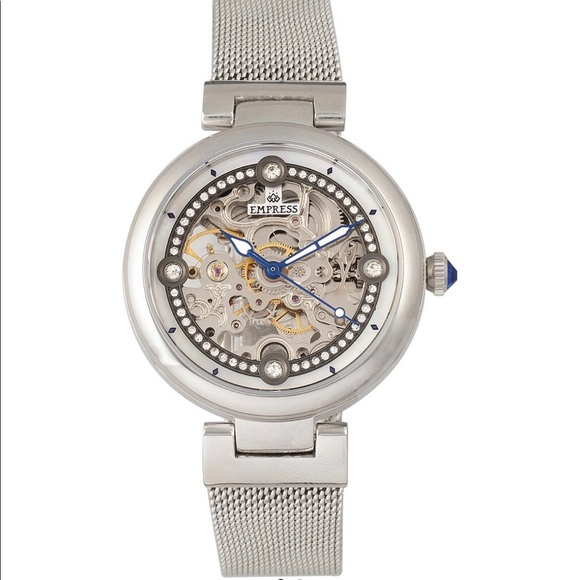 Empress Adeline womens skeleton watch silver stainless steel & crystal OSFM NIB main image 7